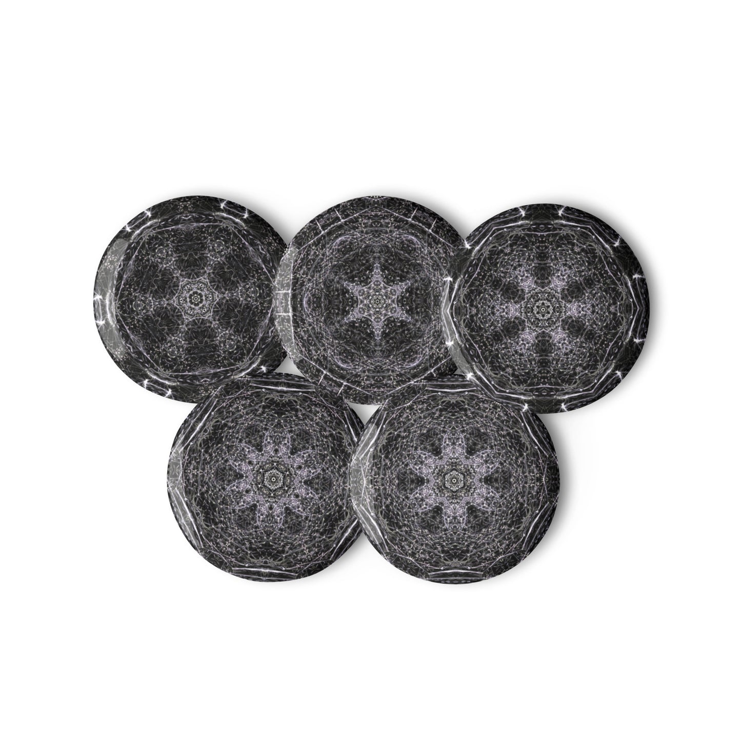 Set of 5 Black Mandala Pin Buttons