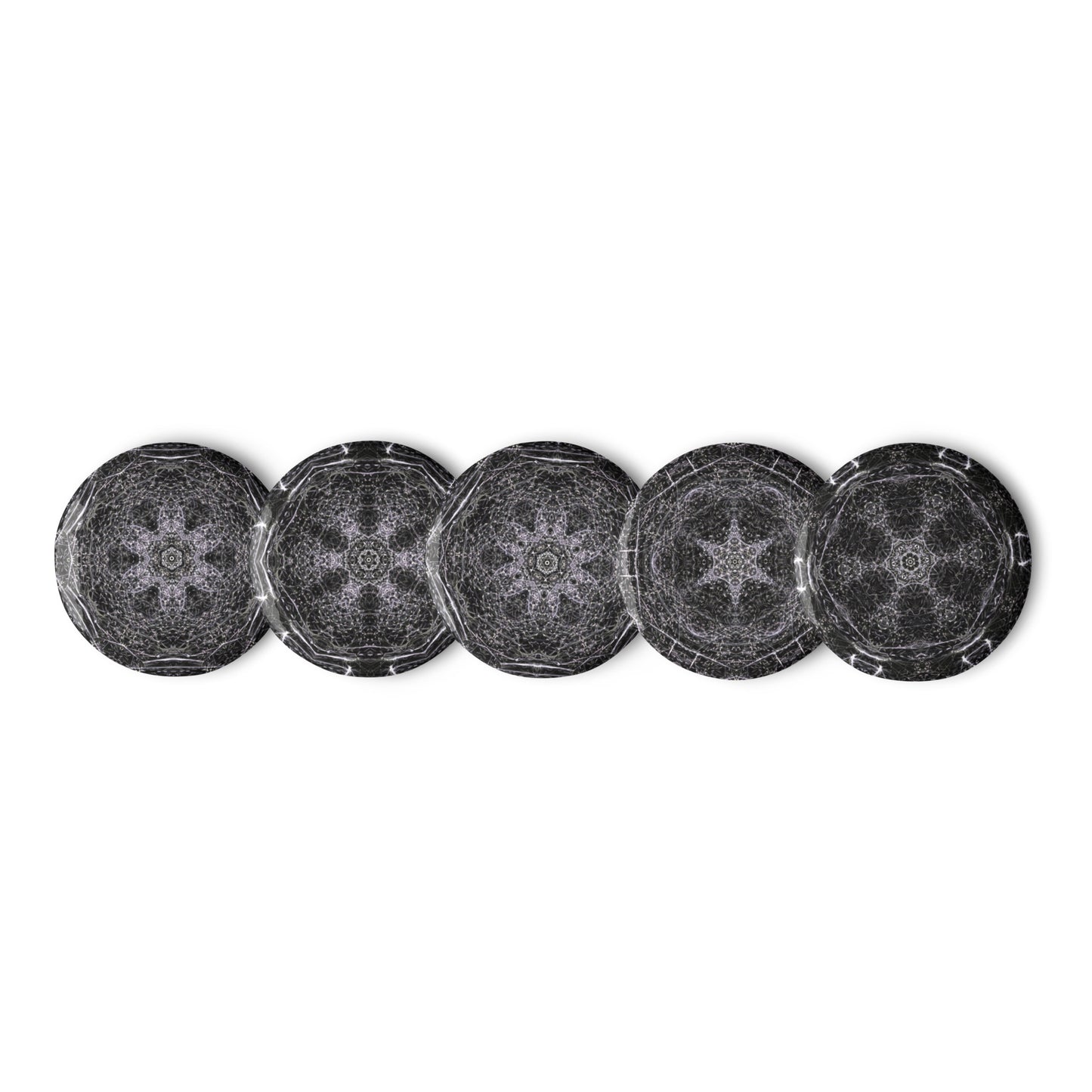 Set of 5 Black Mandala Pin Buttons